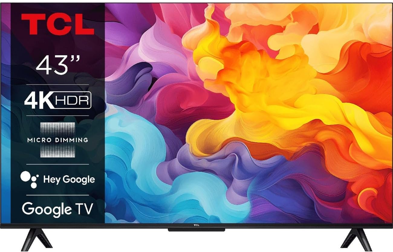 Tcl 43V6B Tv 43&Quot; 4K Hdr Ultra Hd Google Tv Con Design Senza Bordi Dolby Audio Compatibile Con Google Assistant